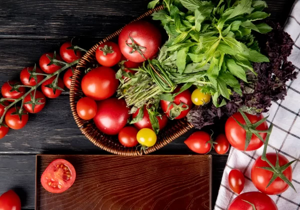 Tomates com visão por cima